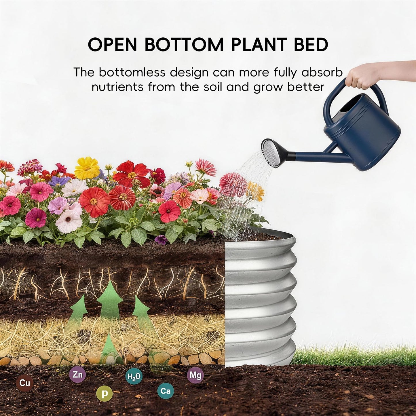 AHEONLAR 3PCS 2x2x2FT Galvanized Raised Garden Bed Kit Round Metal Flower Box Large Planter Raised Beds Outdoor Garden for Planting,Fruit,Herb Silver