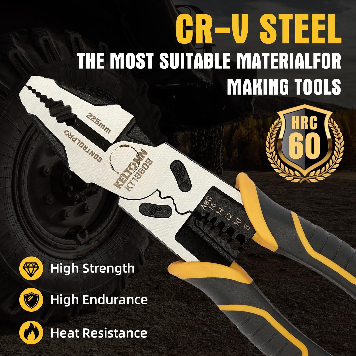 Fancytool Linesman Pliers Wire Stripper Crimper Cutter Combination Tool, 9" 6-in-1 Heavy Duty Cr-V Steel Pliers for Gripping, Stripping, Crimping, Electrical Work