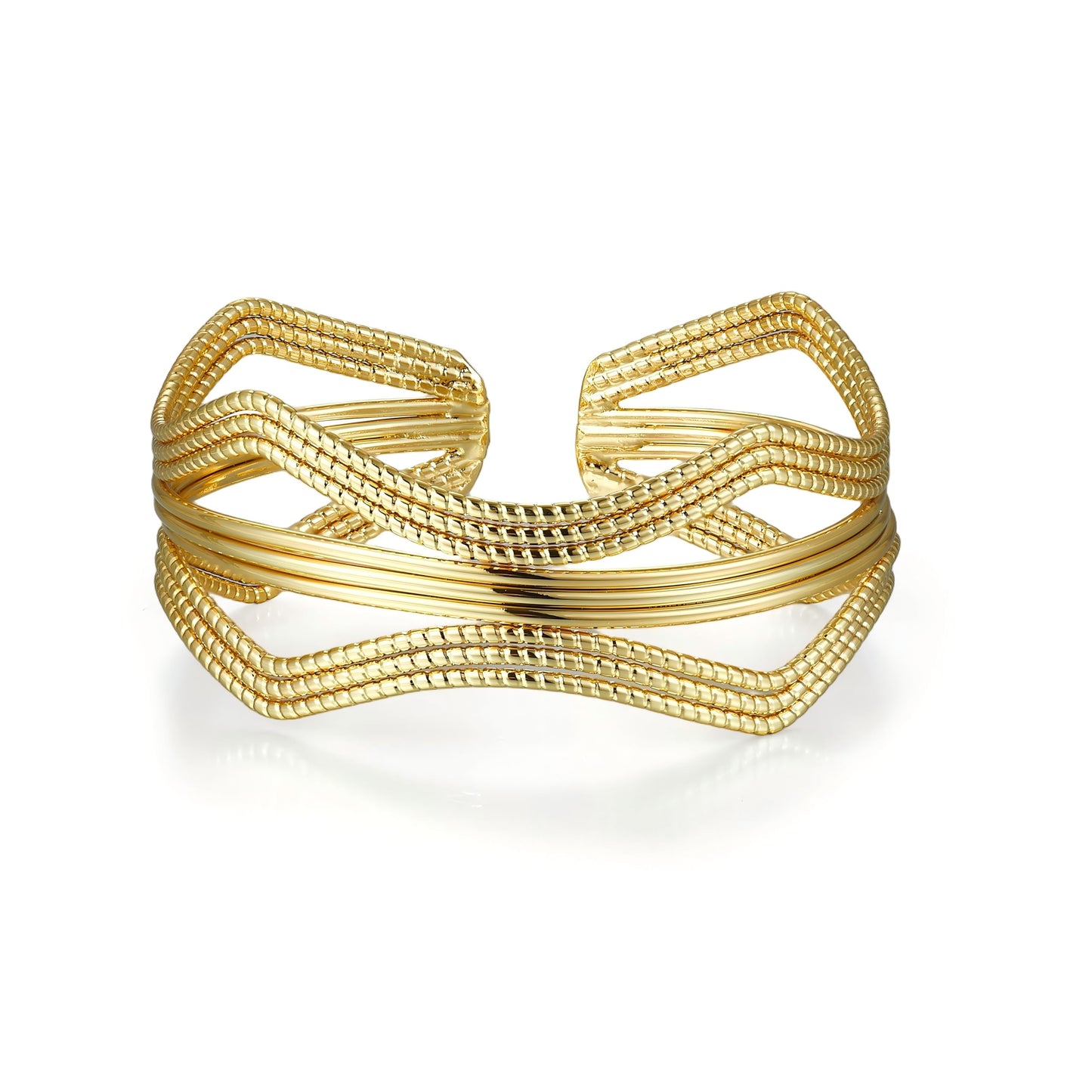 SHINYTE CATALINE Valentine's Day Gift Ideas 14K Gold Plated Chunky Cuff Bracelet For Women,Adjustable Bendable Cuff Bracelets Boho Bangle,Gift for Girlfriend Wife