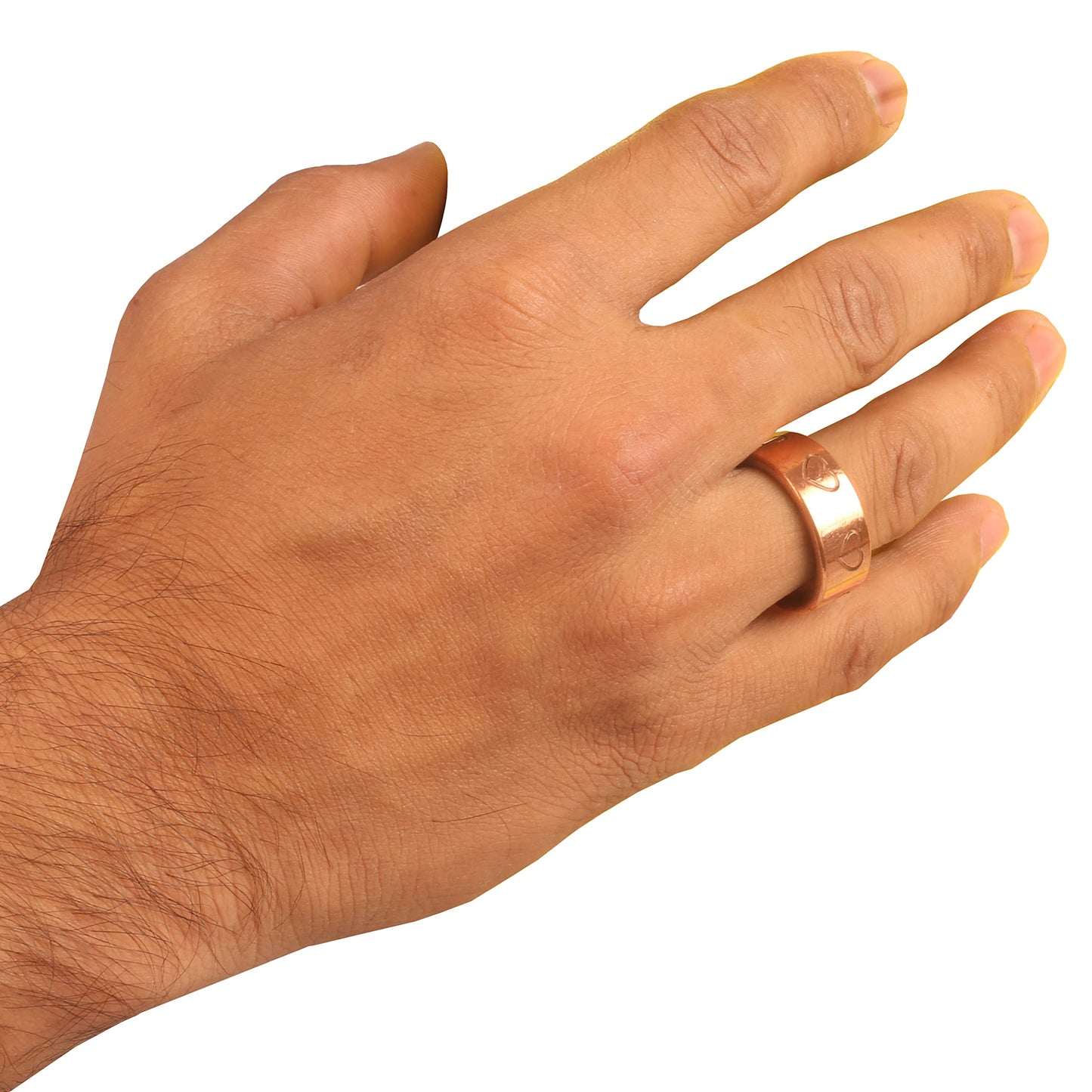 Touchstone Handcrafted By Indian Skilled Artisans Durable Pure Copper Symbolic Love Heart Shape Magnetic Ring In Natural Tone