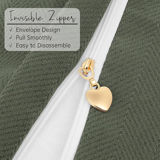 ZWJD Army Green Pillow Covers 26x26 Set of 2 Chenille Throw Pillow Covers with Elegant Design Soft and Luxurious Decorative Throw Pillows for Couch, Bed, and Home Decor
