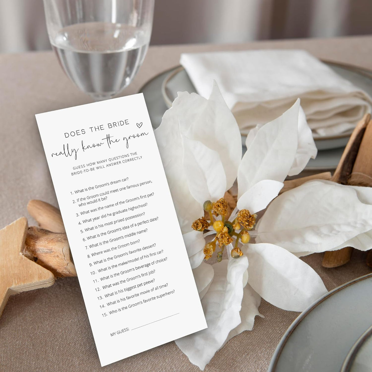 Bridal Shower Games, Does the Bride Really Know the Groom, 25Pcs 4x9inch Minimalist White Double-Sided Bridal Game Cards, Wedding Shower Games for Guests, Engagement Bachelorette Party Supplies - A13