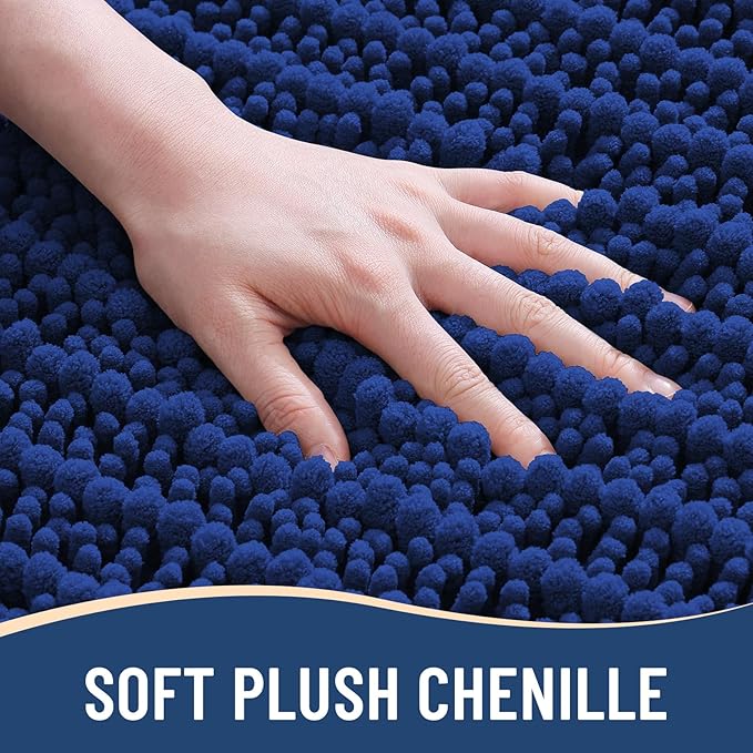 Arotive Luxury Chenille Bathroom Rug Mat, Extra Soft Thick Absorbent Shaggy Bath Rugs, Non-Slip Machine Wash Dry, Plush Bath Mats for Bathroom, Shower and Tub, 30x17, Royal Blue