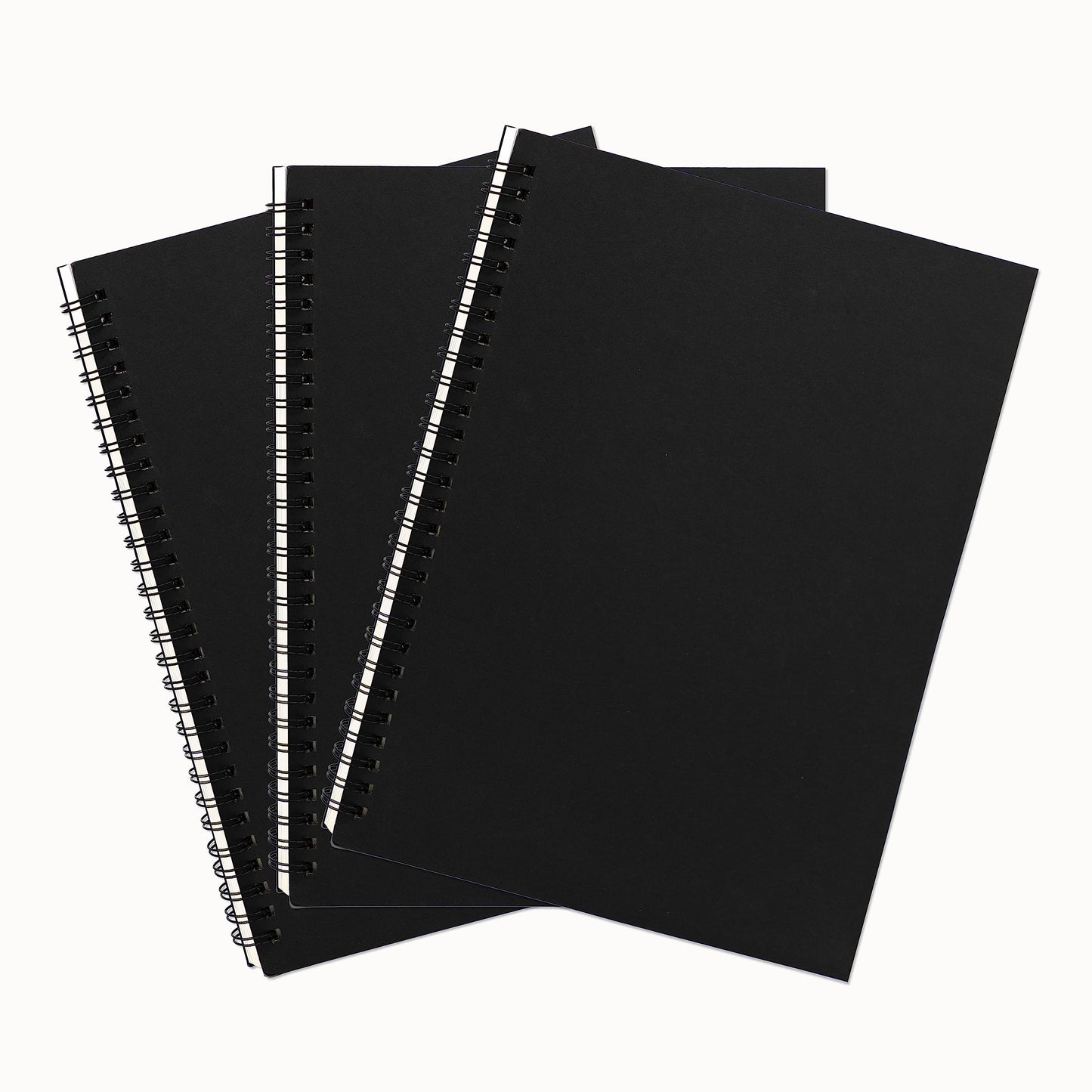 DSTELIN 10 inch x 7.5 inch, 100GSM, Blank Spiral Notebook, 3-Pack, Soft Cover, Sketch book, 120 Pages / 60 Sheets, (Black)