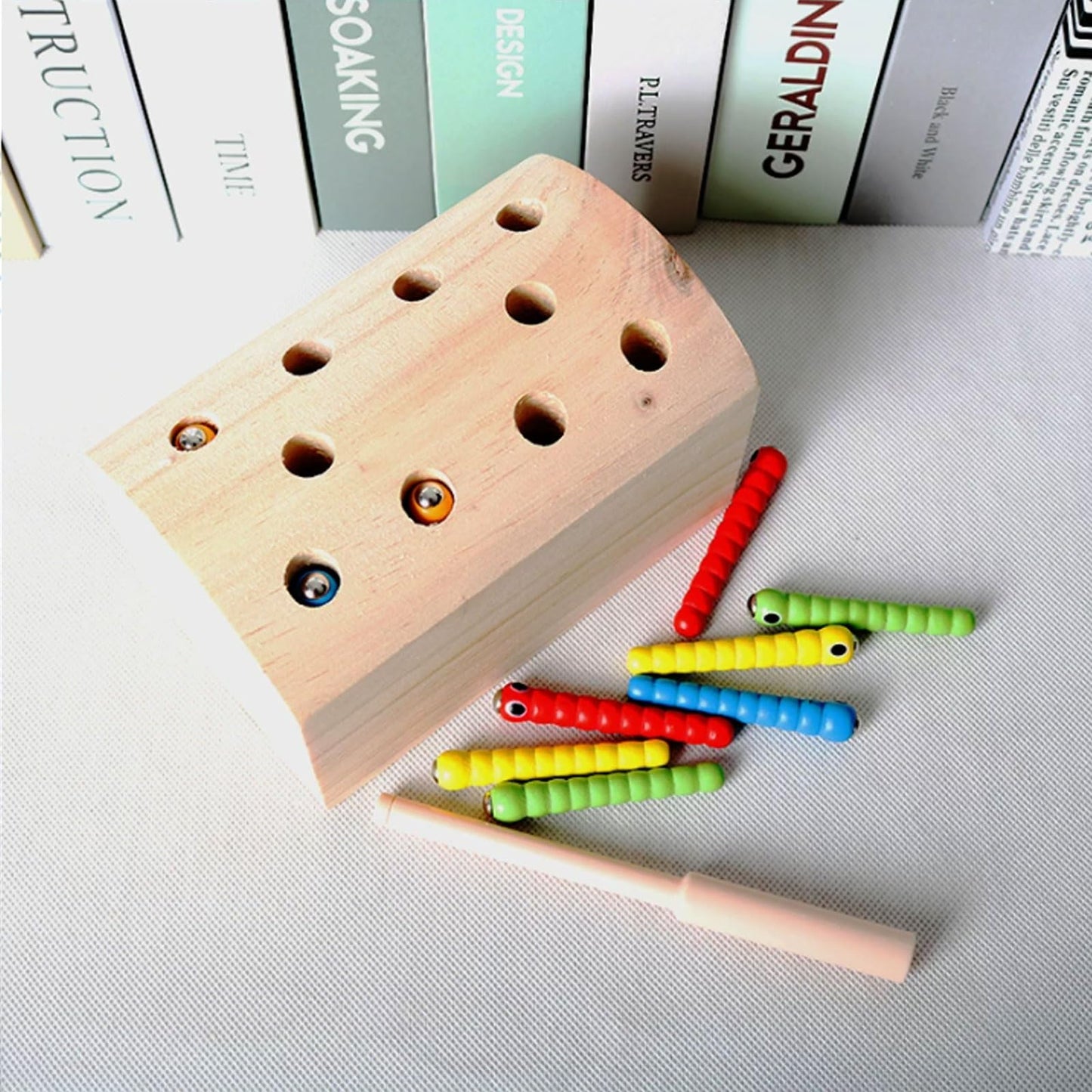 lstyty Montessori Children's Multi-Functional Toys Fishing Magnetic Bug-Catching Game Early Education Smart Baby Toys