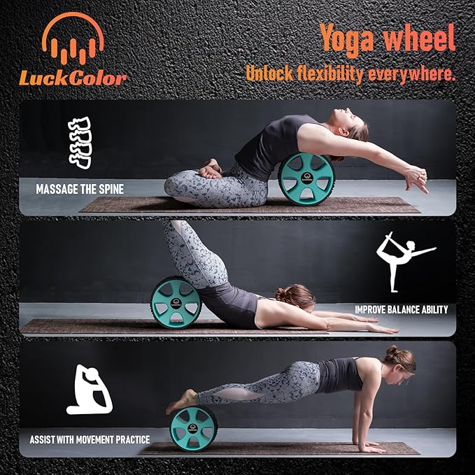 Back Roller Wheel for Deep Tissue Massage,Yoga Wheel for Back Pain & Stretching, Comfy Deep Tissue Massage Roller for Back,Spine Alignment & Tension Relief