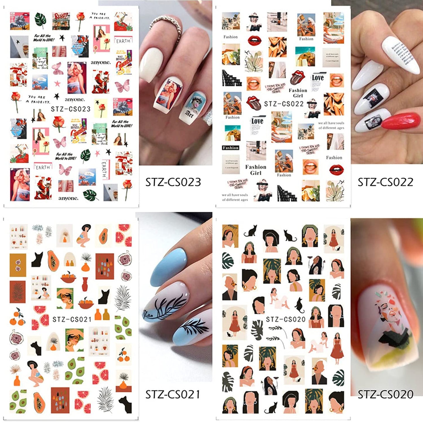 30 Sheets White Nail Stickers and 188 Sheets Colorful Nail Stickers