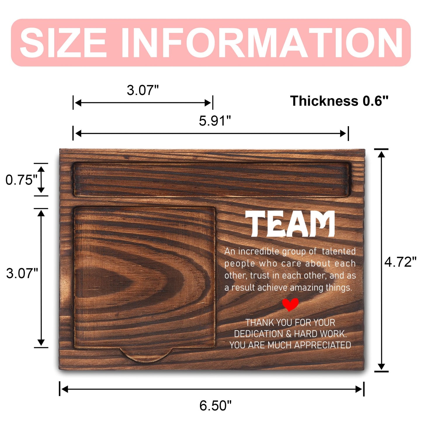 Team Gifts for Employees, Appreciation Gifts for Coworker, Thank You Gifts, Sticky Note Holder, Post-it Note Dispenser for Desk, Wooden Post-it Note & Pen Holder 6.5" x 4.7" - FTA116