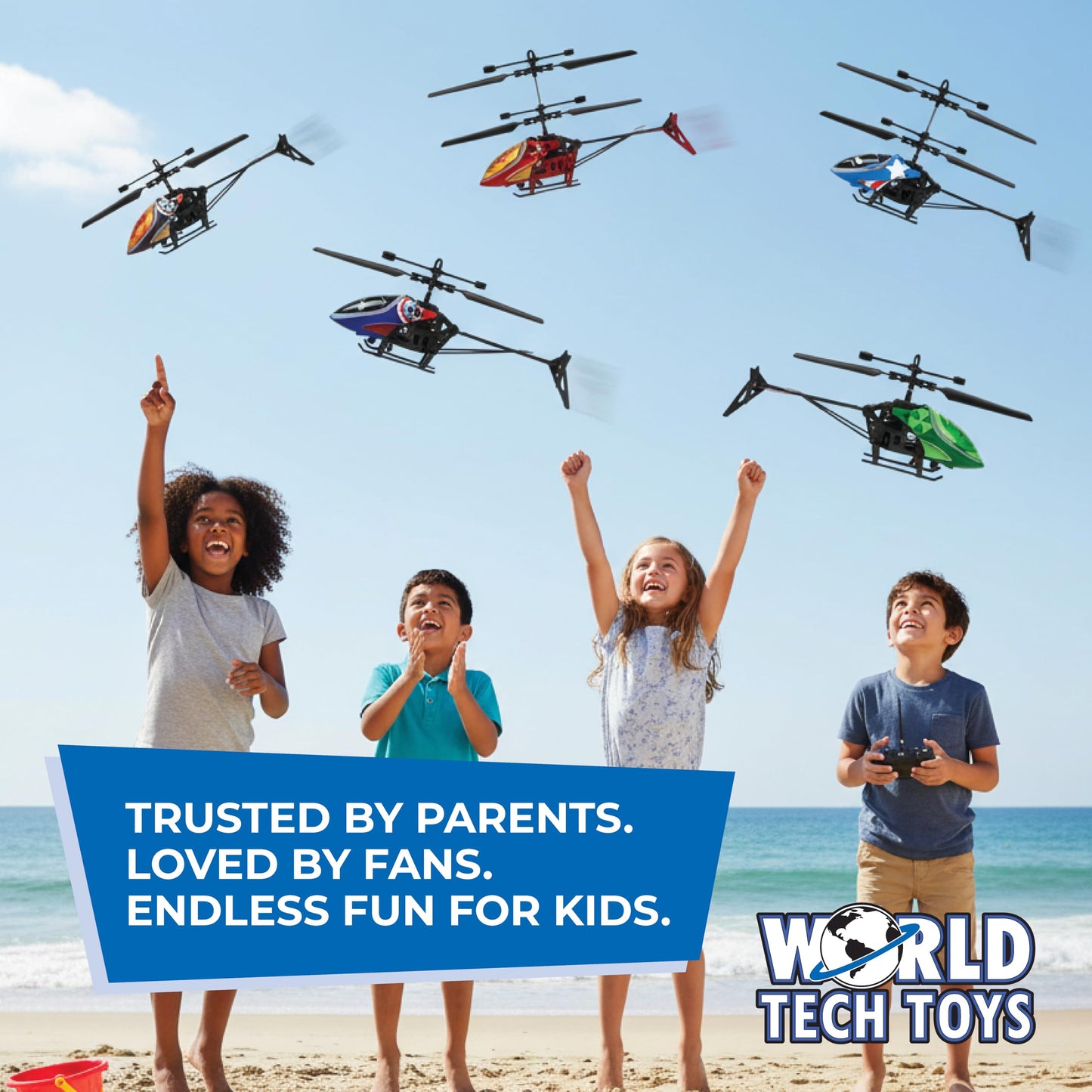 World Tech Toys Marvel Iron Man RC Helicopter – Easy‑Fly Remote Control Helicopter with LED Lights, Durable Body, Coaxial & Rear Rotors – Kids 8+