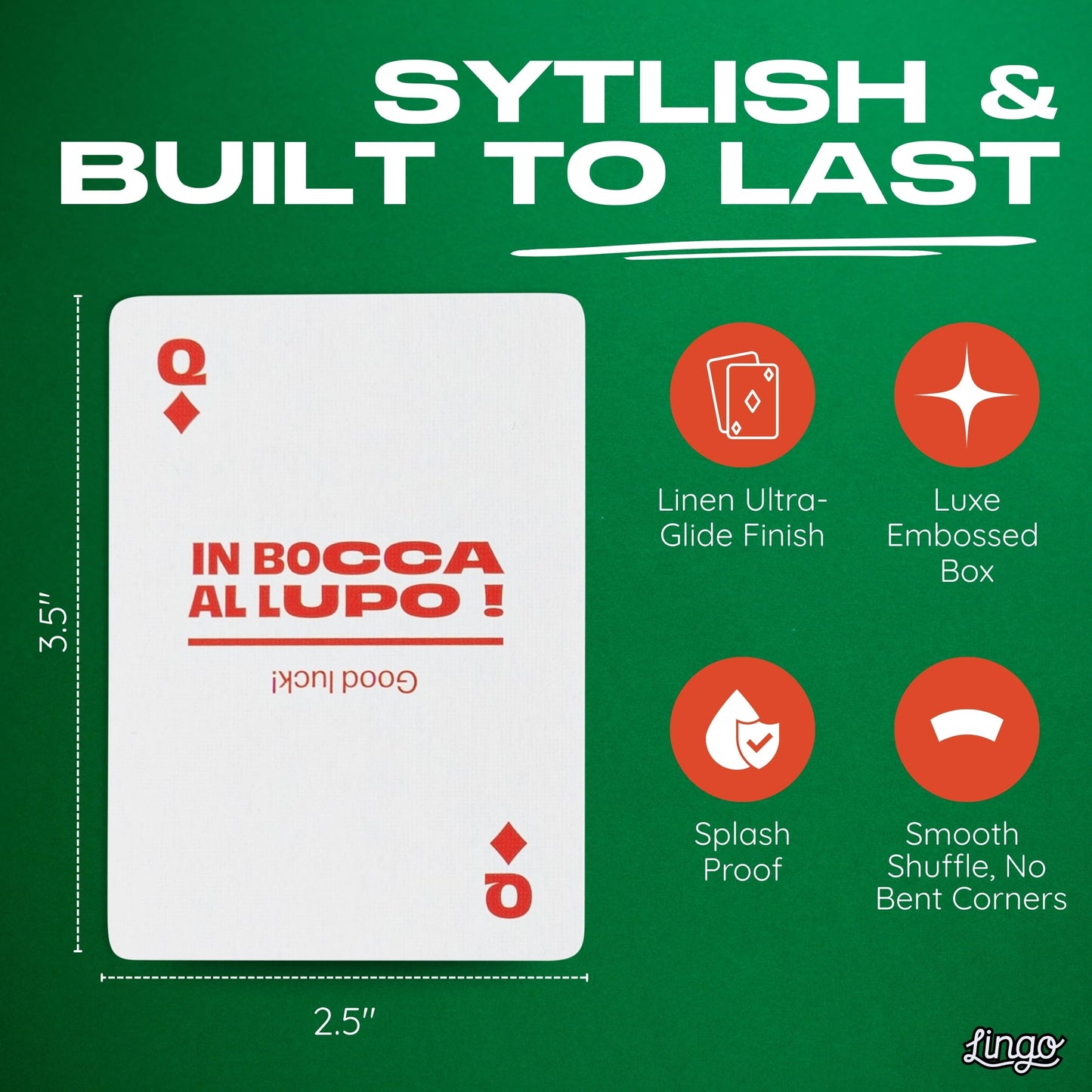 Italian Lingo Playing Cards in Wayfarer Tin Box | Travel Flashcards | Learn Italian Vocabulary in A Fun & Easy Way | 52 Essential Translations