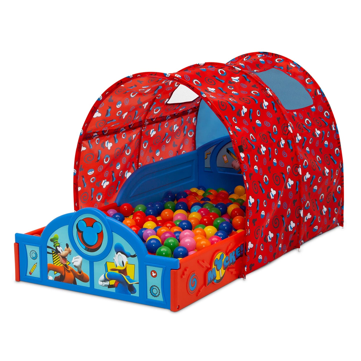 Disney Mickey Mouse Sleep and Play Toddler Bed with Tent by Delta Children, Blue/Red