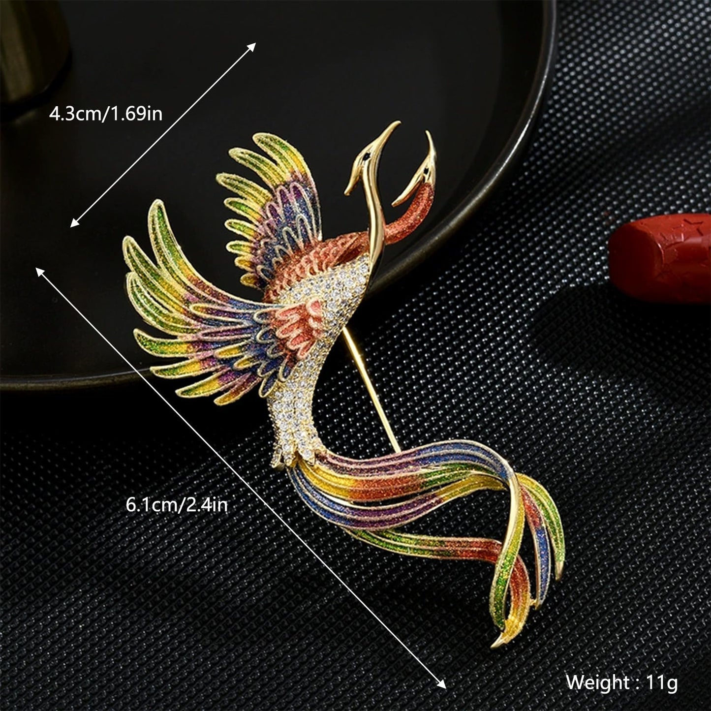 HETICA Women Animal Floral Brooch Pin Accessory Perfect as a Gift for Anniversary Celebrations, Parties, Or Everyday Wear (Phoenix)