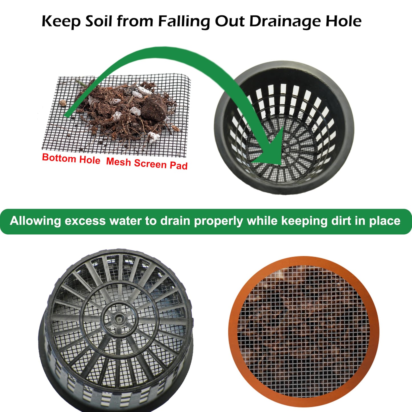 ORIMERC 30 Pack 3 inch Net Cup Pots with Self-Watering Wick Rope & Drainage Hole Mesh Screen