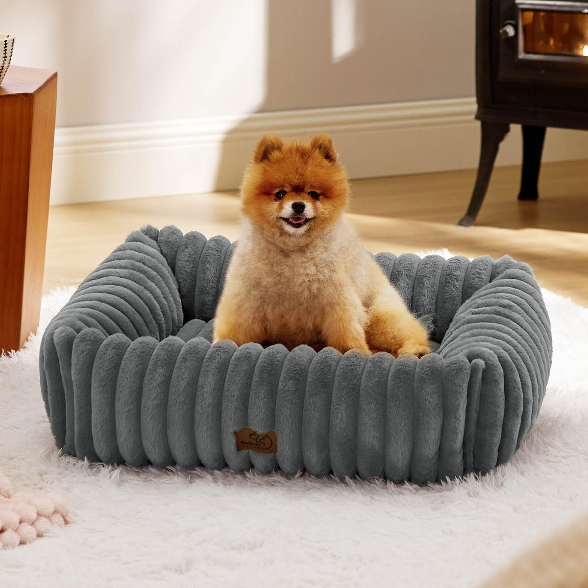 Bedsure ComfyFleece® Cute Dog Beds Large Sized Dog Washable，36in Cream