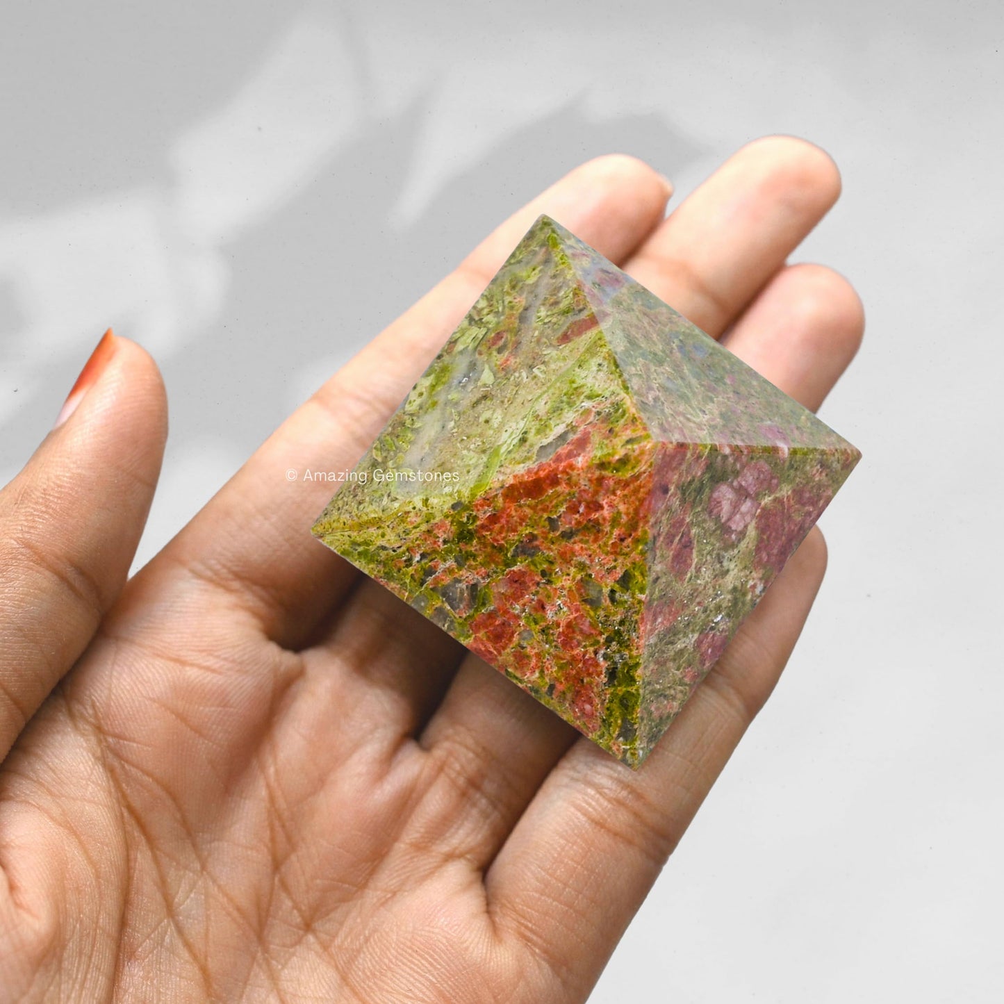 Amazing Gemstone Unakite Pyramid Crystal Healing Stones - 1.5" Great Pyramid Figurine of Natural Stone Pyramid for Meditation, Reiki, Chakra Balancing and Crystal Pyramids Grid