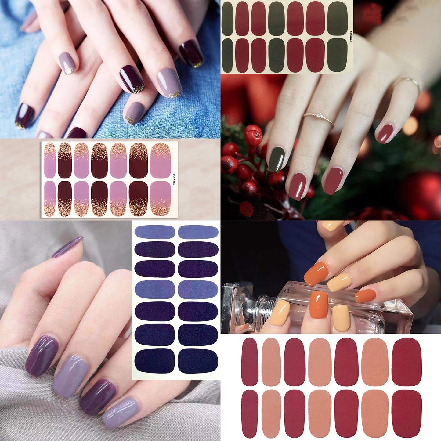 SILPECWEE 30 Sheets Adhesive Nail Polish Strips Wraps 1Pc Nail File Marbling Ombre Design Nail Art Stickers Decals Manicure Kit for Women