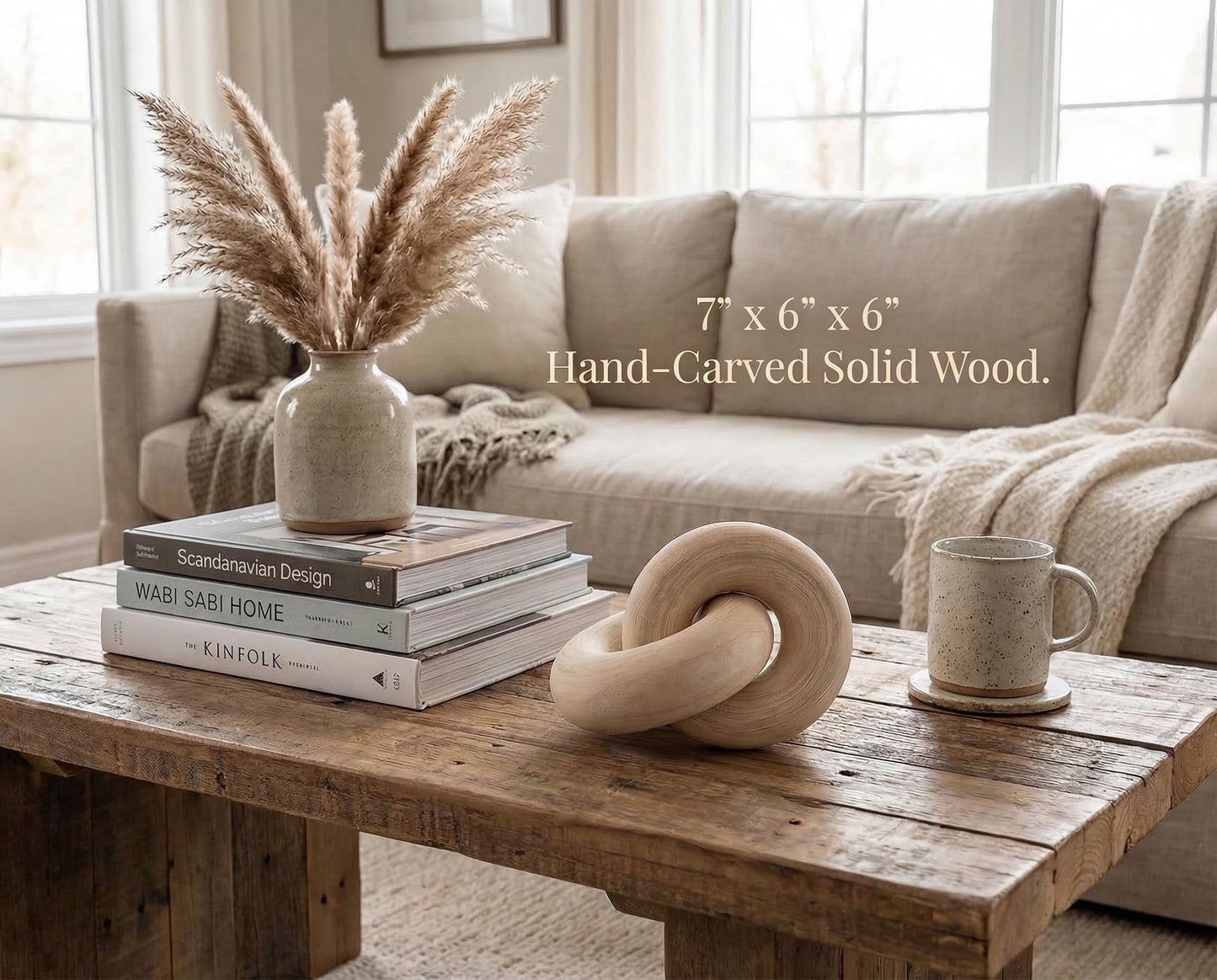 Rool Coffee Table Decor Book Shelf Decor Accents Home Decor Console Table Decorative Items Living Room Wood Knot Decor Chain Link Decorations Beige