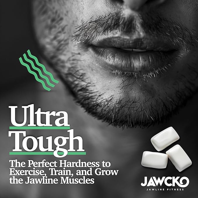 JAWCKO Ultra-tough Jawline Chewing Gum Variety 4-Pack | Get a Stronger, Squarer Jawline | 15X Hardness | Jaw Training Hard Gum | Chisel, Sculpt, Tone your Jaw | Facial Fitness Mewing Gum | 4X Flavors