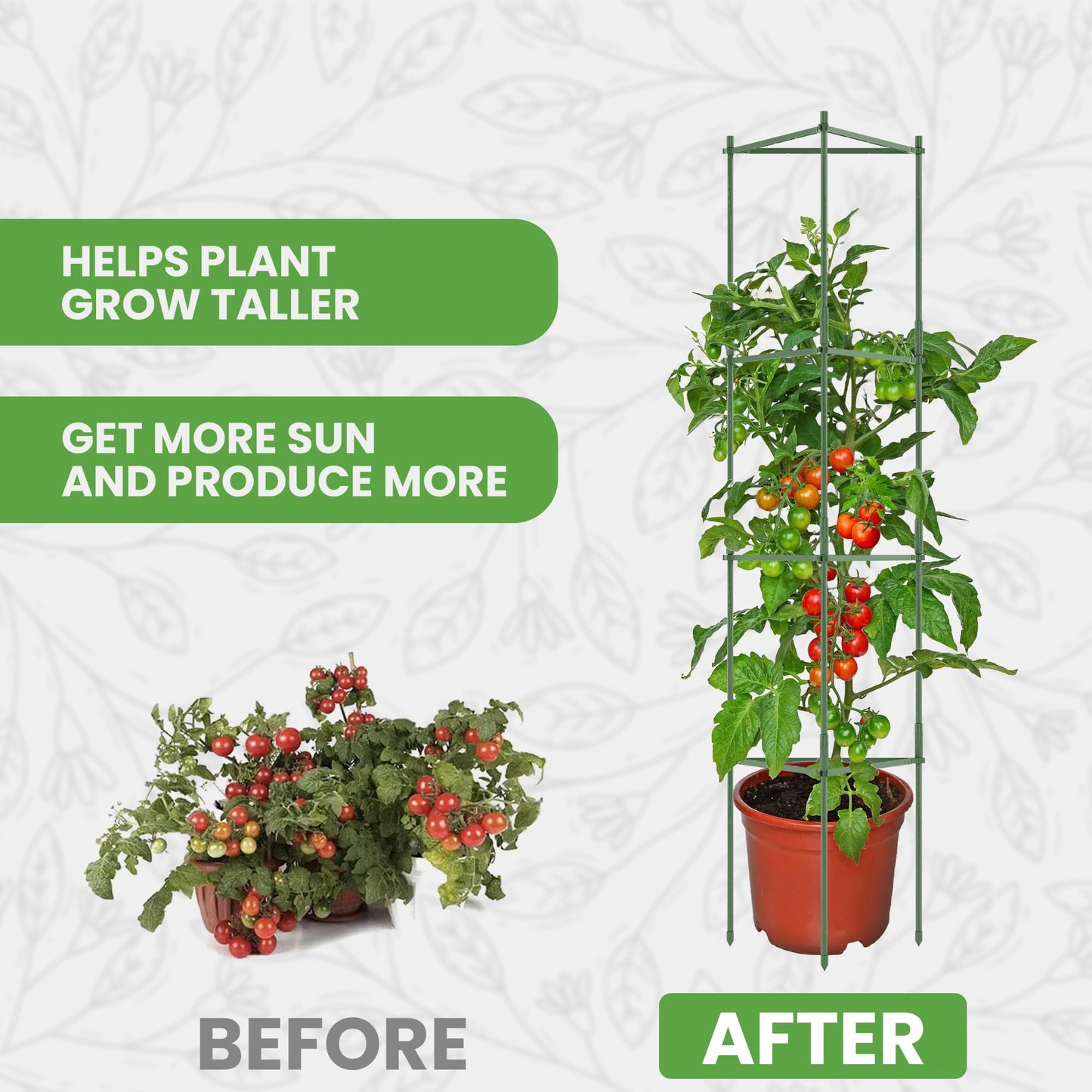 K-Brands Tomato Cage - Tomatoes Plant Stakes Support Cages Trellis for Garden and Pots (3 Pack - Extra Tall Upto 68 inches)