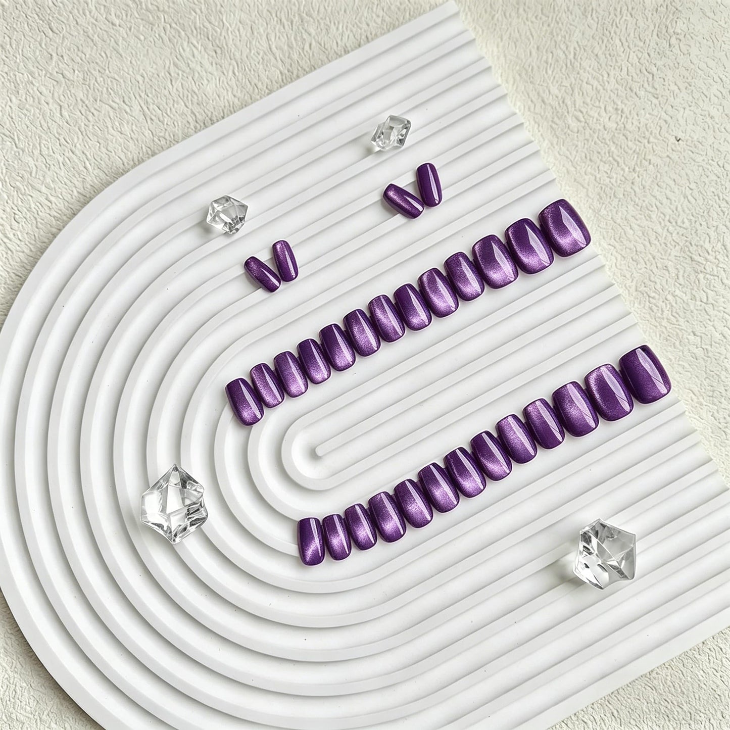 KQueenest Cat Eye Press on Nails Short, 30 Pcs Chrome Dark Purple Press on Nails Square, Glitter Sparkly Fake Nails Press on Short, Reusable Soft Gel Glue on Nails for Women Salon-Quality Manicure