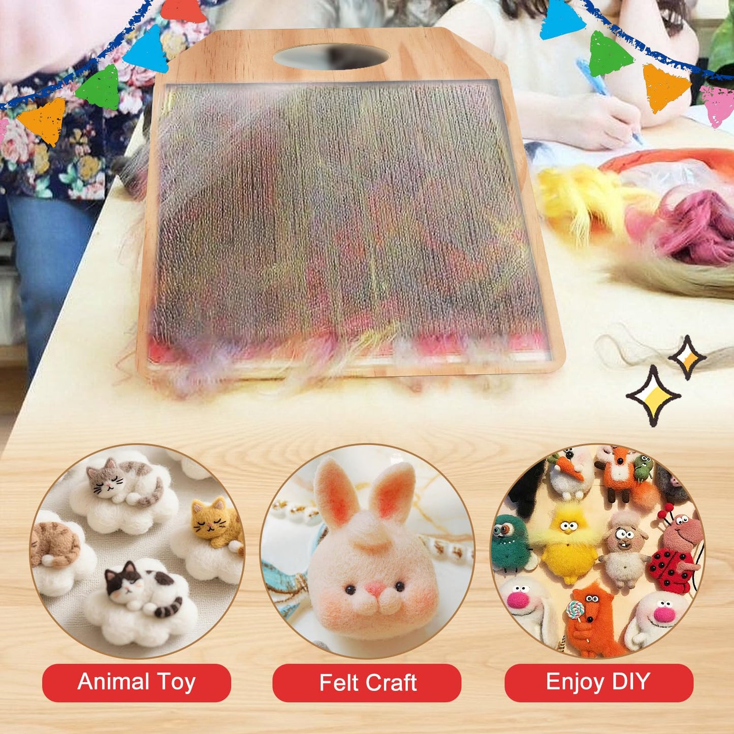 YeeBeny Wool Blending Board,Wool Hand Carders Angle Includes 1 Wool Brush and 2 Wooden Craft Sticks for Blending and Finishing Wool Fibers