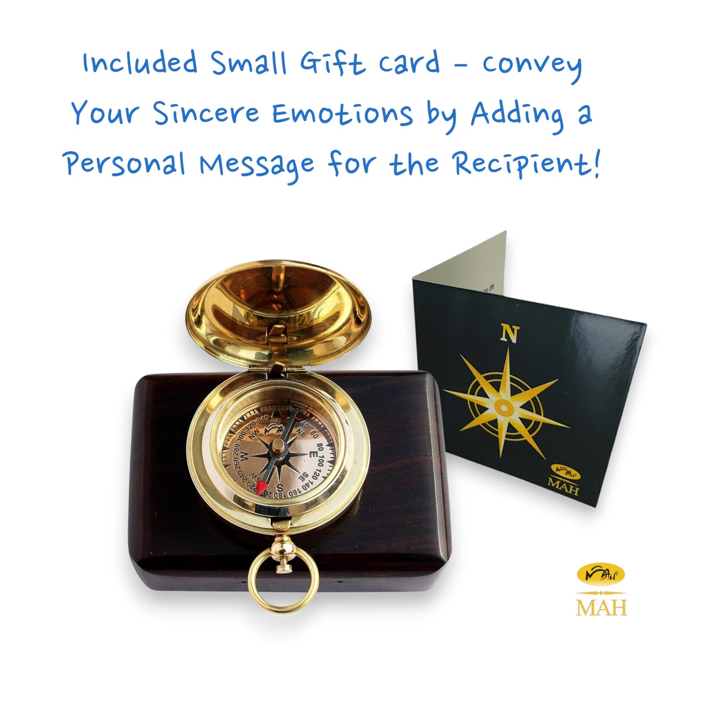 Brass Compass Gift with Wooden Box – Inspirational Graduation Gift for Son, Boys, College, High School, Motivational Keepsake for Him, Unique Birthday Gift Idea, Meaningful Keepsake with Card Included