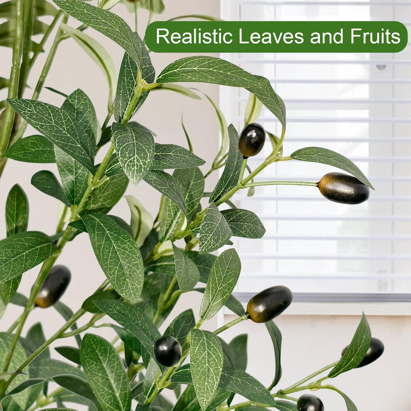 TENNOLA 5 FT Olive Trees Artificial Indoor, Faux Olive Tree 5 ft with Natural Wood Trunk Branches and Lifelike Fruits, Realistic Fake Tree Artificial Plants Tall with Planter for Home Office Decor