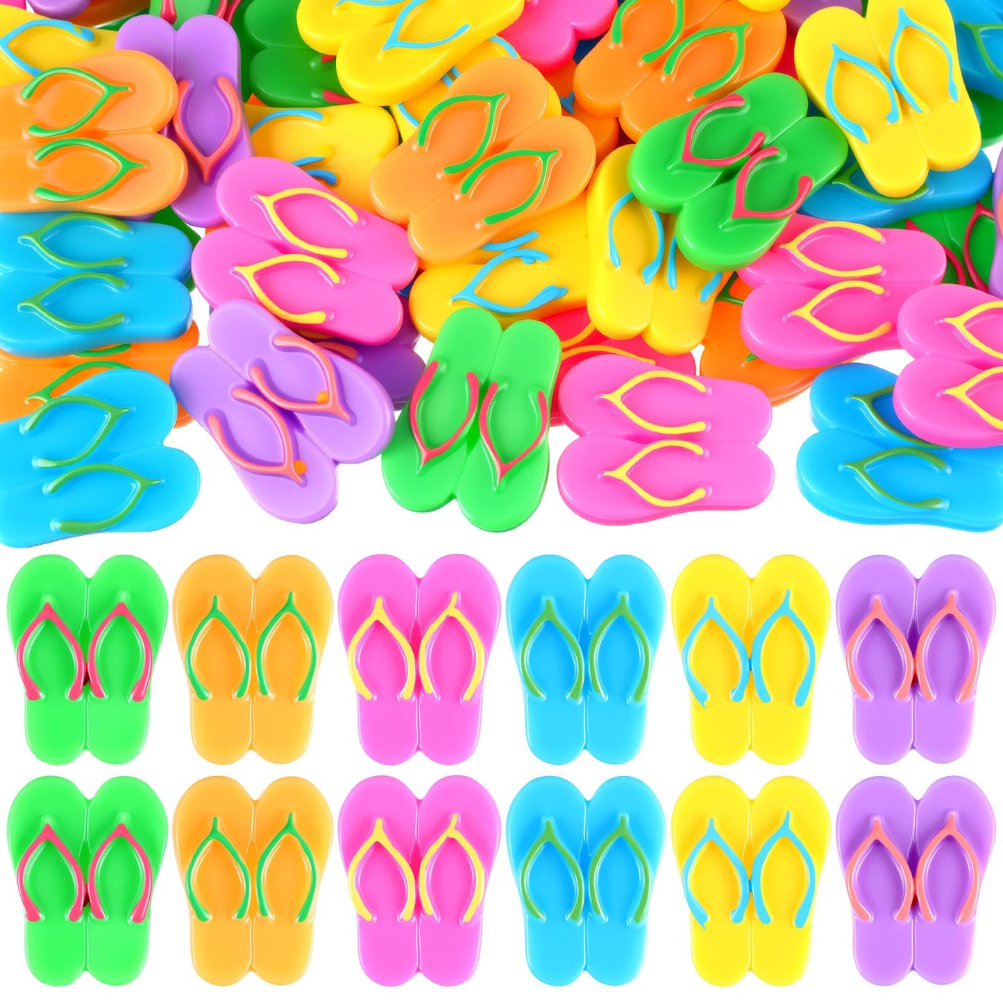 Briwooody 60 Pcs Resin Flip Flop Hawaii Decor Flat Back Cabochons Miniature Charms Mini Hawaii for Jewelry Making Scrapbooking Embellishments Cellphone Case Crafts