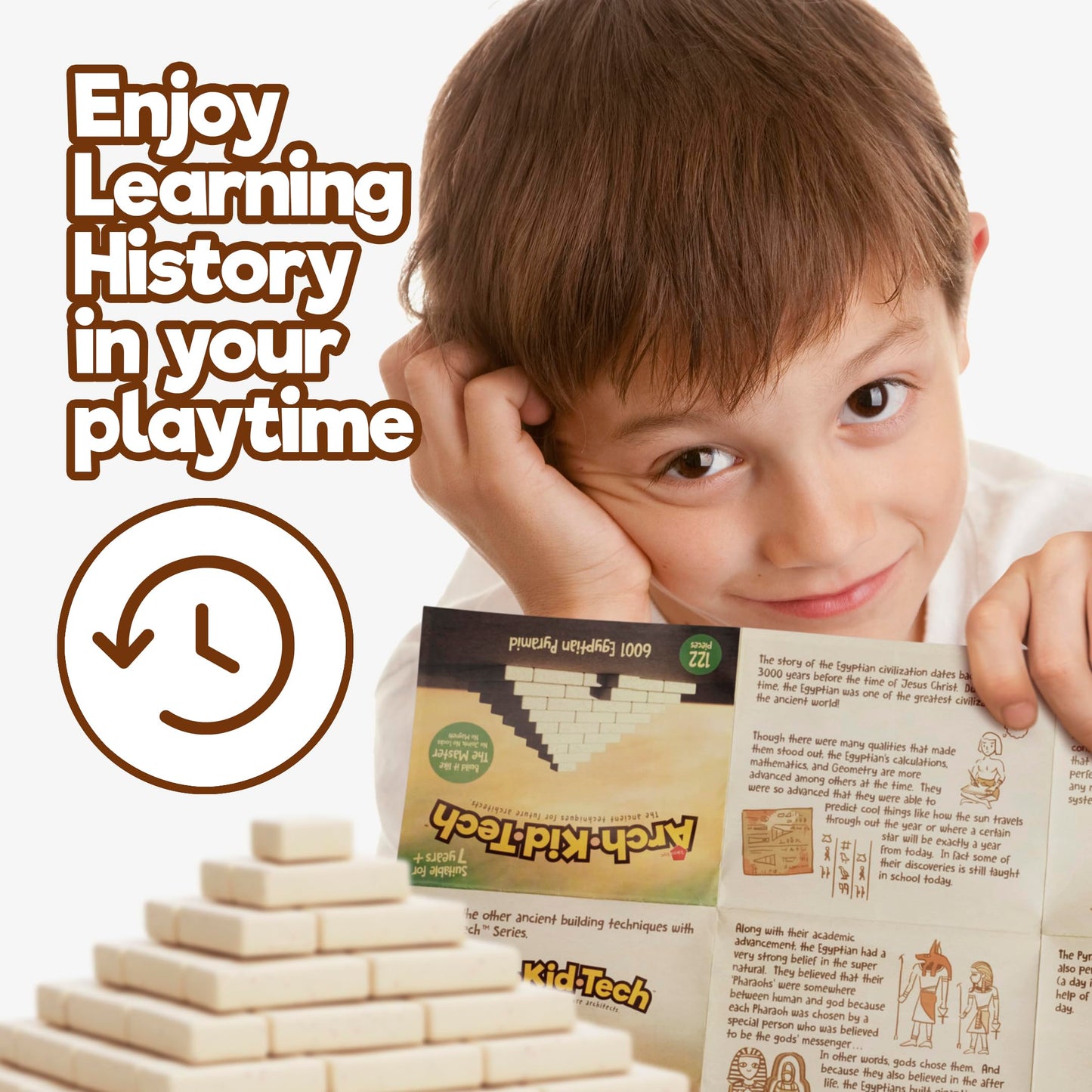 Taksa Toys Ancient Pyramid Egypt Stem Toys Educational Stackable Building Blocks Bricks for Kids Ages 7 8 9 10+ Years Old, Creative Architectural Learning Games, Montessori Toys for Children, 122 Pcs