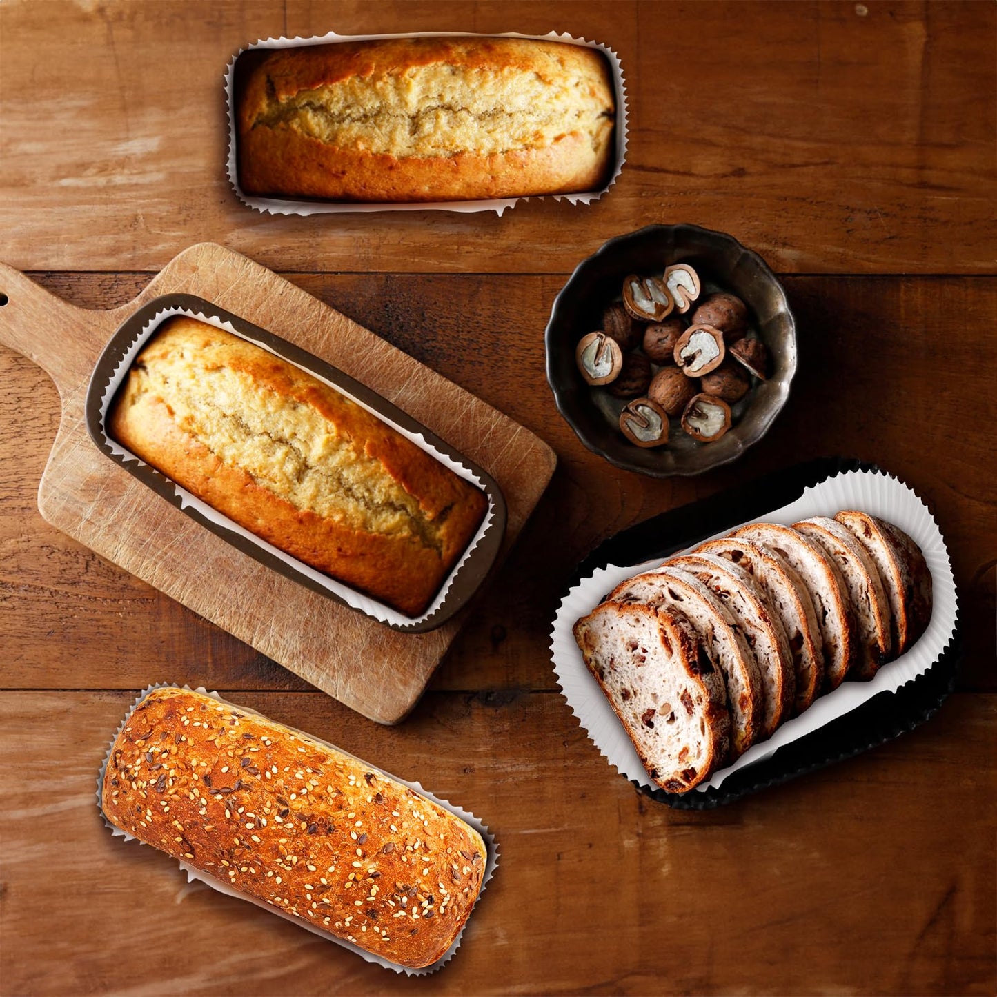 LEGUMMY Loaf Bread Baking Liners, 2 LB Disposable Loaf Pan Liners, Greaseproof Paper Bread Tin Liners for Banana or Pumpkin Bread, Cake, Cupcake, Air Fryer Liner, Non-Stick, 50 Pack, White