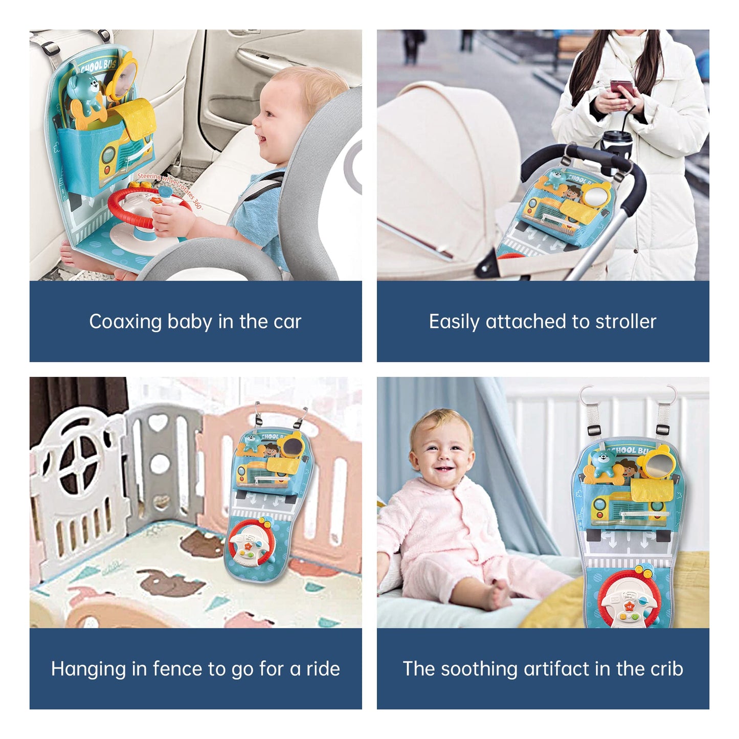 Caterbee Baby car seat Toys with Steering Wheel Center for Long Journeys (Car)