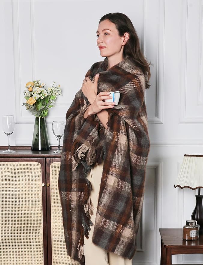 ZonLi Brown Throw Blanket, Fall Throw Blanket for Home Decor, Soft Lightweight Cozy All Season Decorative Vintage Blankets with Tassel for Bed and Sofa, 50'' x 60''