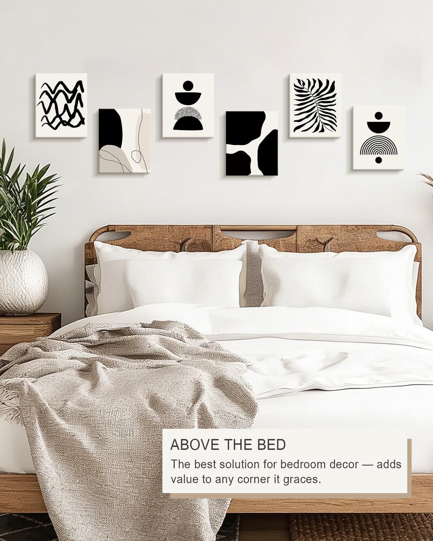Drsoum Abstract Boho Wall Art Minimalist Geometric Framed Boho Room Decor Black Line Art Mid Century Modern Prints Bohemian Living Room Bedroom Ready to Hang 8x10inx6pcs (Framed)