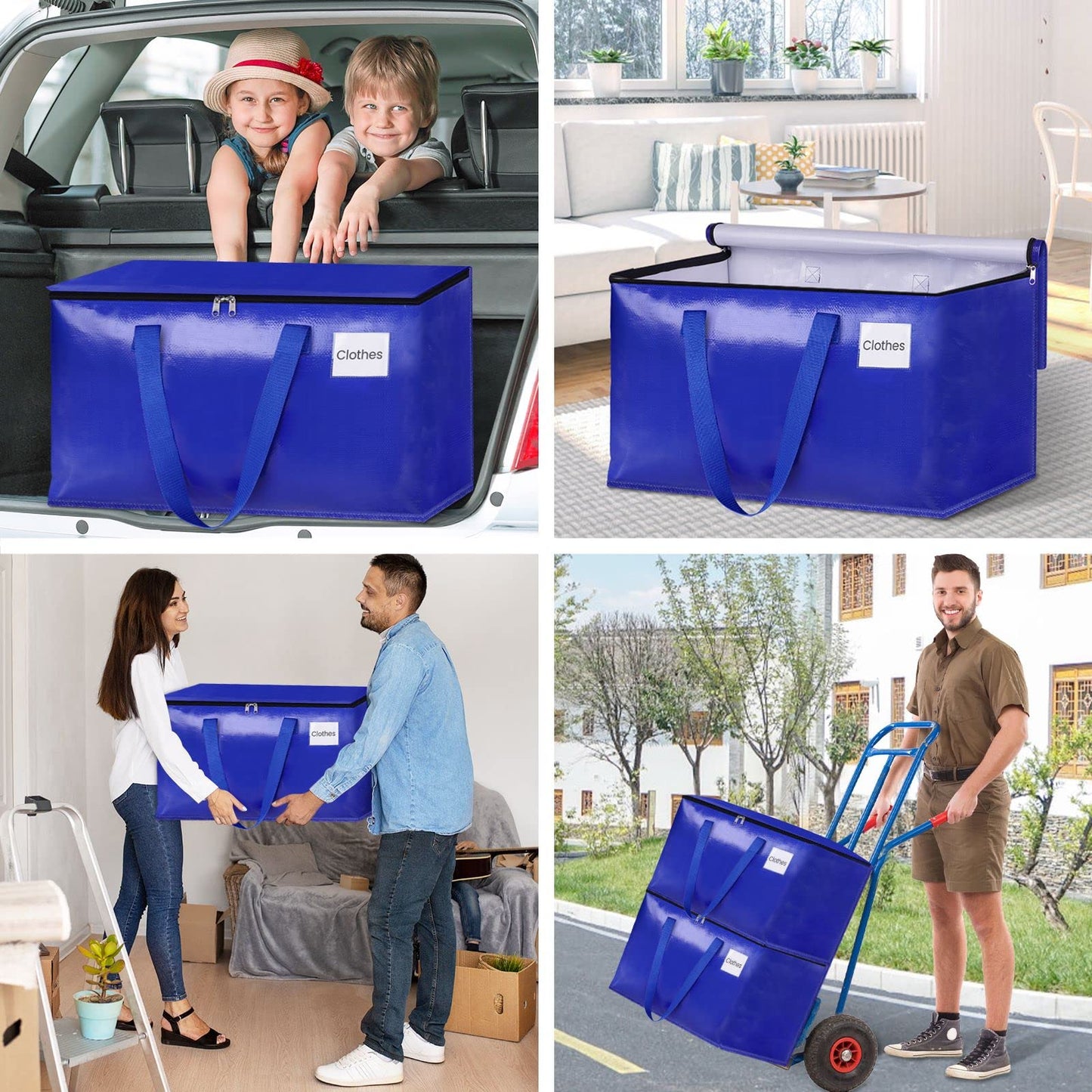 EpicTotes Extra Large Moving Bags, Storage Totes with Study Handles & Heavy Duty Zippers, Moving Supplies for Moving & Storage, Space Saving Packing Bags for Home & Dorm(88L 6-Pack)
