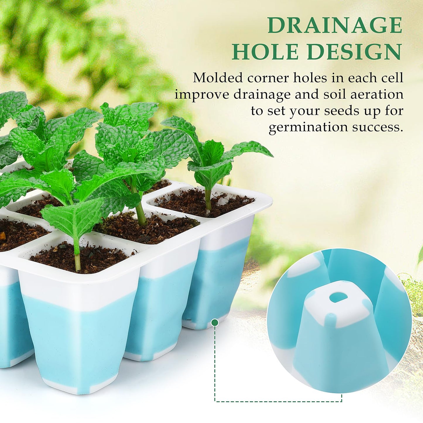 Hanaoyo 12 PCS Reusable Seed Starter Tray, 144 Cells Seed Starter Kit with Flexible Pop-Out Cells, Seedling Starter Trays for Seed Starter, Indoor Greenhouse Seeding Planting Growing