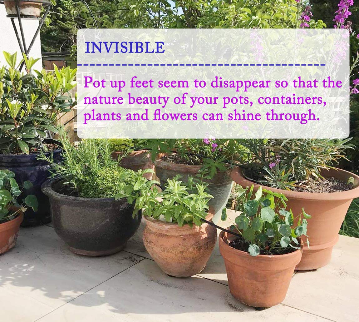 UFelice 24 Pack Invisible Pot Feet with Enhanced Non-Slip Surface Grip Plant Pots and Flowers, Solid Rubber Pots Risers, Pot Lifters for Indoor or Outdoor Planters