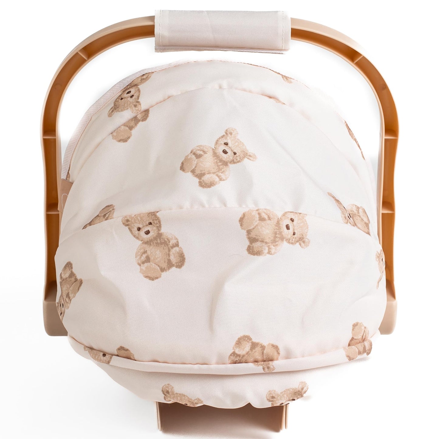 Roma Prams: Teddy Doll Car Seat - Beige-Cream-Bear, Carrier Travel Accessory, Adjustable Canopy & Handle, Roleplay Toy for Dolls Up to 16.5", Kids 3+