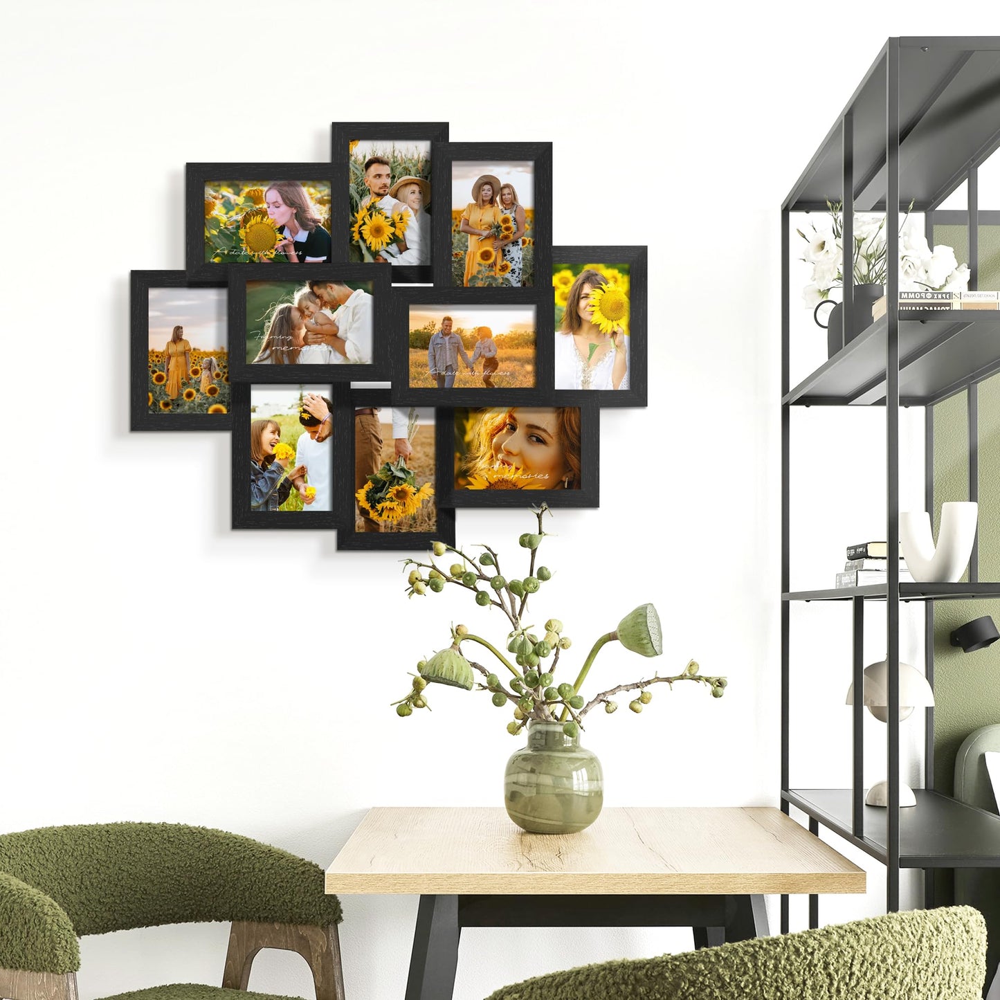 DUENPY 4x6 Picture Frame Collage, 10-Pack Picture Frames Collage Wall Decor, Set with Glass Front, Assembly Required, Black