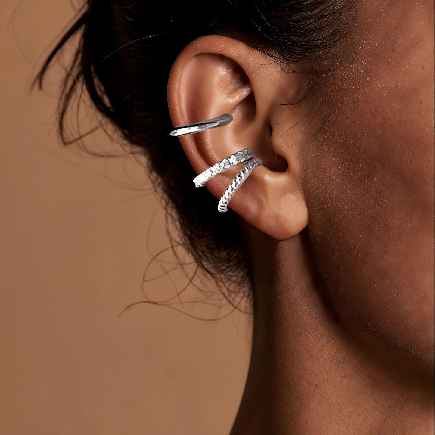 3 Pcs Ear Cuff Earrings For Women Non Piercing Gold Silver Clip On Cartilage Earrings CZ Hoops Cartilage Small Minimalist Wrap Ear Clips Sets