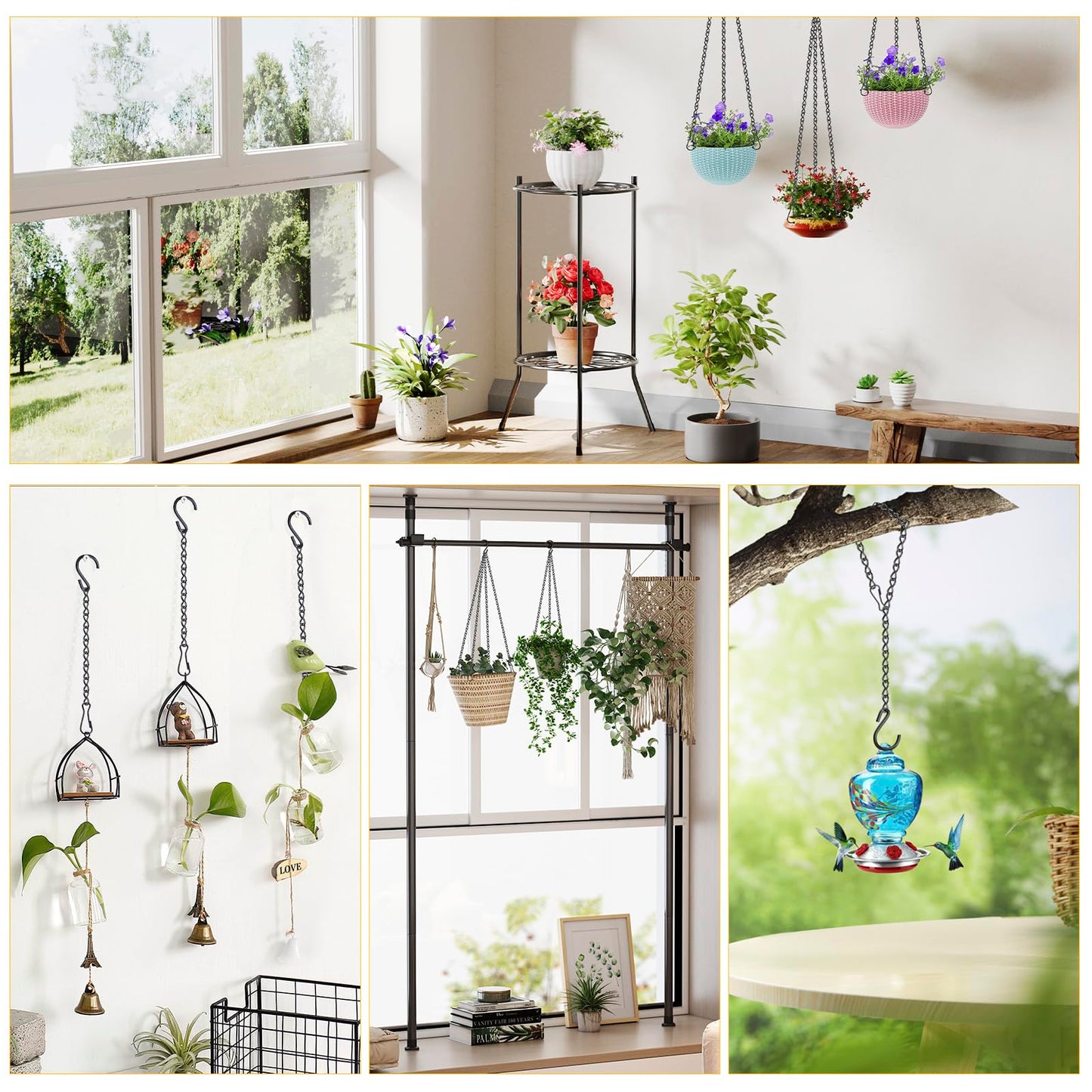garini Hanging Basket Chain,200 Inch Metal Black Hanging Chain with S Hooks for Hanging Plants, Photo, Lantern, Billboards and Planters