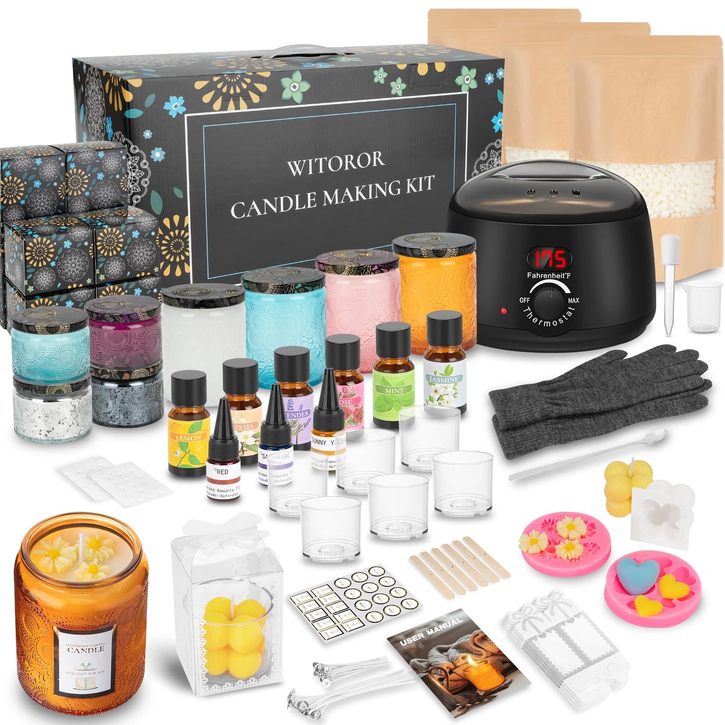 WITOROR Candle Making Kit, Scented Candles Making Kit Supplies with Digital Soy Wax Melt Warmer Candle Making Complete Kit for Adults Beginners DIY Starters
