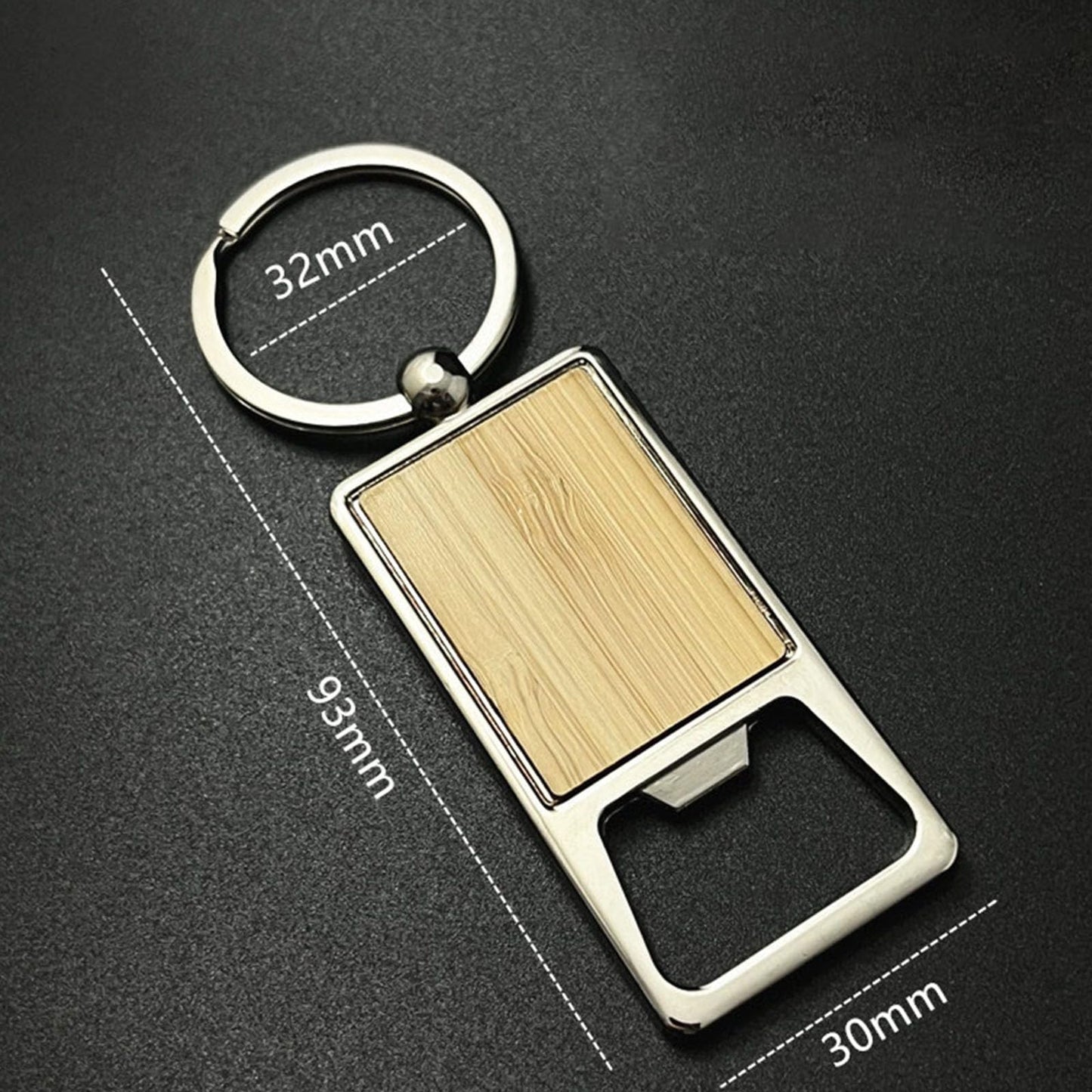 Frinnovan, 15 Pack Wooden Bottle Opener Keychains Blank Wood Openers Engraving Key Chains Tag for Engravable DIY Crafts (Rectangle 3)