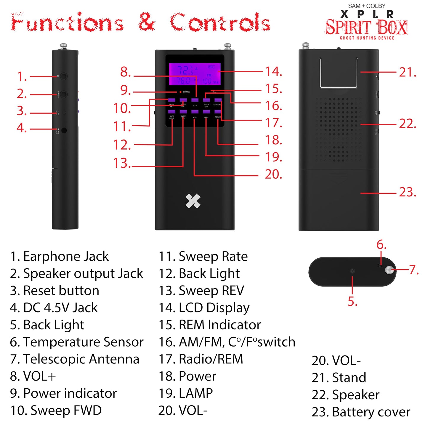 Sam and Colby XPLR Spirit Box | Paranormal Detection Equipment; Haunted Survival; Ghost Hunter Scanner; EMF and EVP Detector; Comprehensive Tool for Spirit Communication