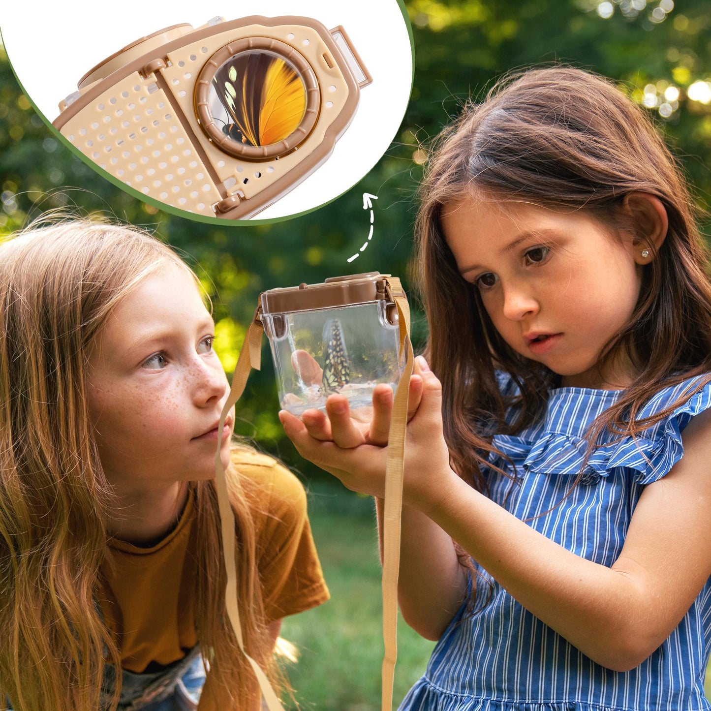 ROBOTIME 2Sets Bug Catcher for Kids, Sturdy Bug Catching Kit with Butterfly Net, Insect Box, Magnifying Glass, Tweezer, Clamp, Cards and Carry Bag, Bug Habitat Outdoor Explorer Kit for Kids 3-12