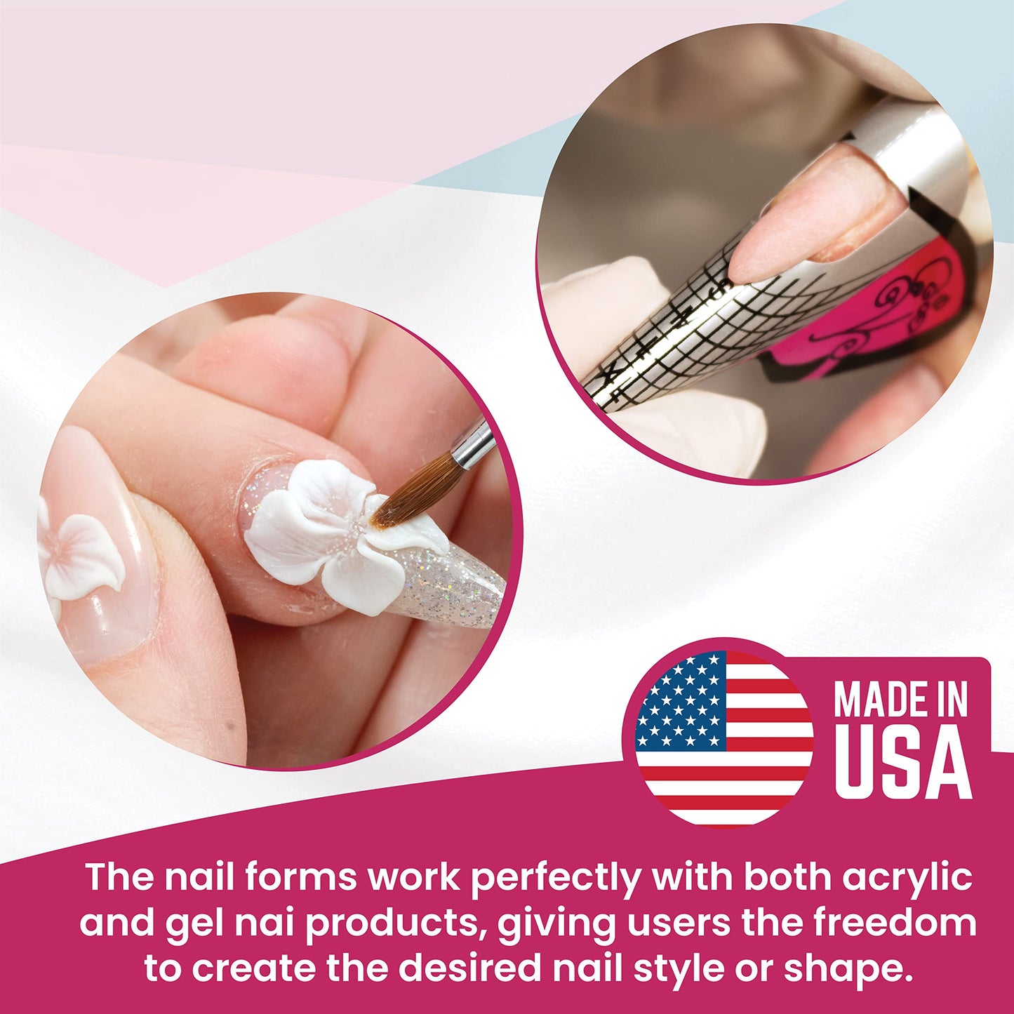 Mia Secret Multistilo 500 PCS - Nail Extension Tips, Forms for Acrylic & Gel Nails - Guide Stickers
