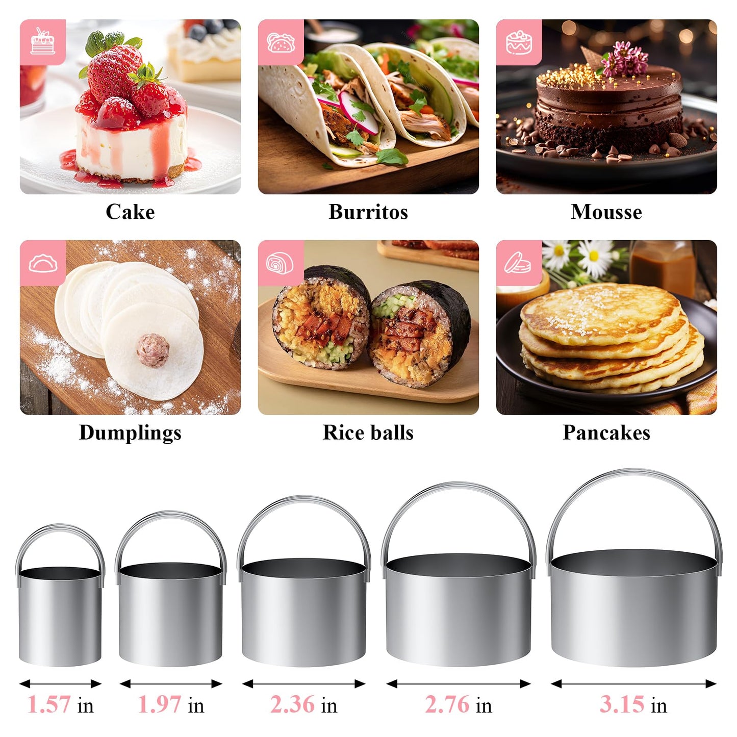 Frapkom Biscuit Cutter Set, Dough Blender, Pastry Cutter, Biscuit Cutter, Dough Cutter,Pastry Cutter Set, Round Sifter,Baking Dough Tools for Cooking Cookies (3 Pcs/Set)