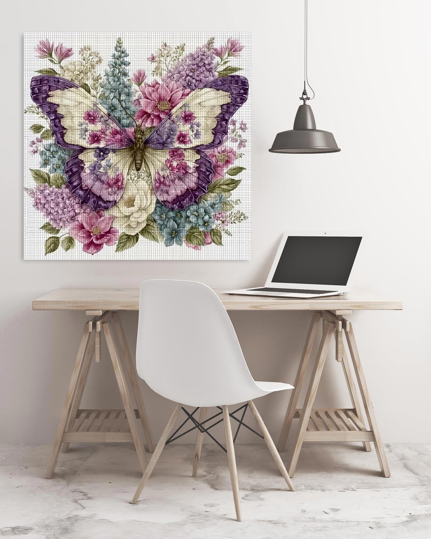 Butterfly Stamped Cross Stitch Kits for Adults, Flowers 11CT Needlepoint Counted Cross Stitch Kits for Beginner, Printed Dimensions Embroidery Kit Art Craft for Home Wall Decor Gift 14x14 Inch