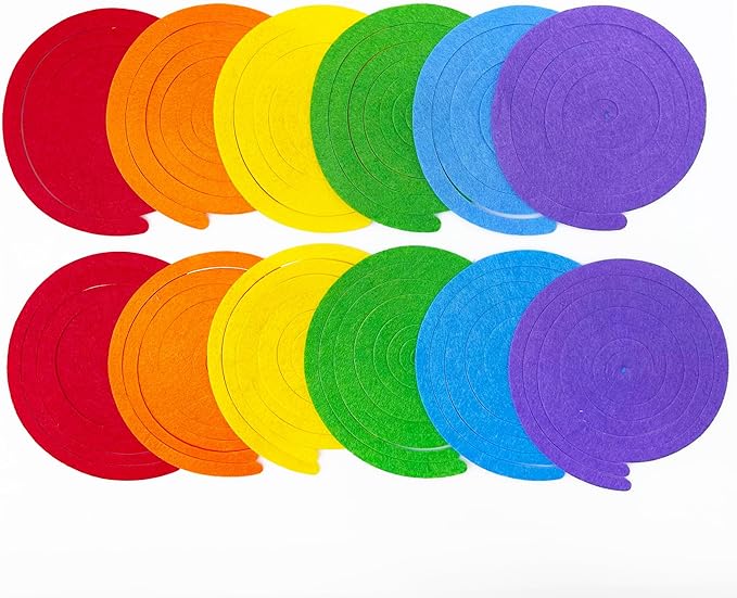 pinkblume 36Pcs Rainbow Hanging Swirl Decorations – Colorful Felt Spiral Ceiling Decor for Birthday & Party