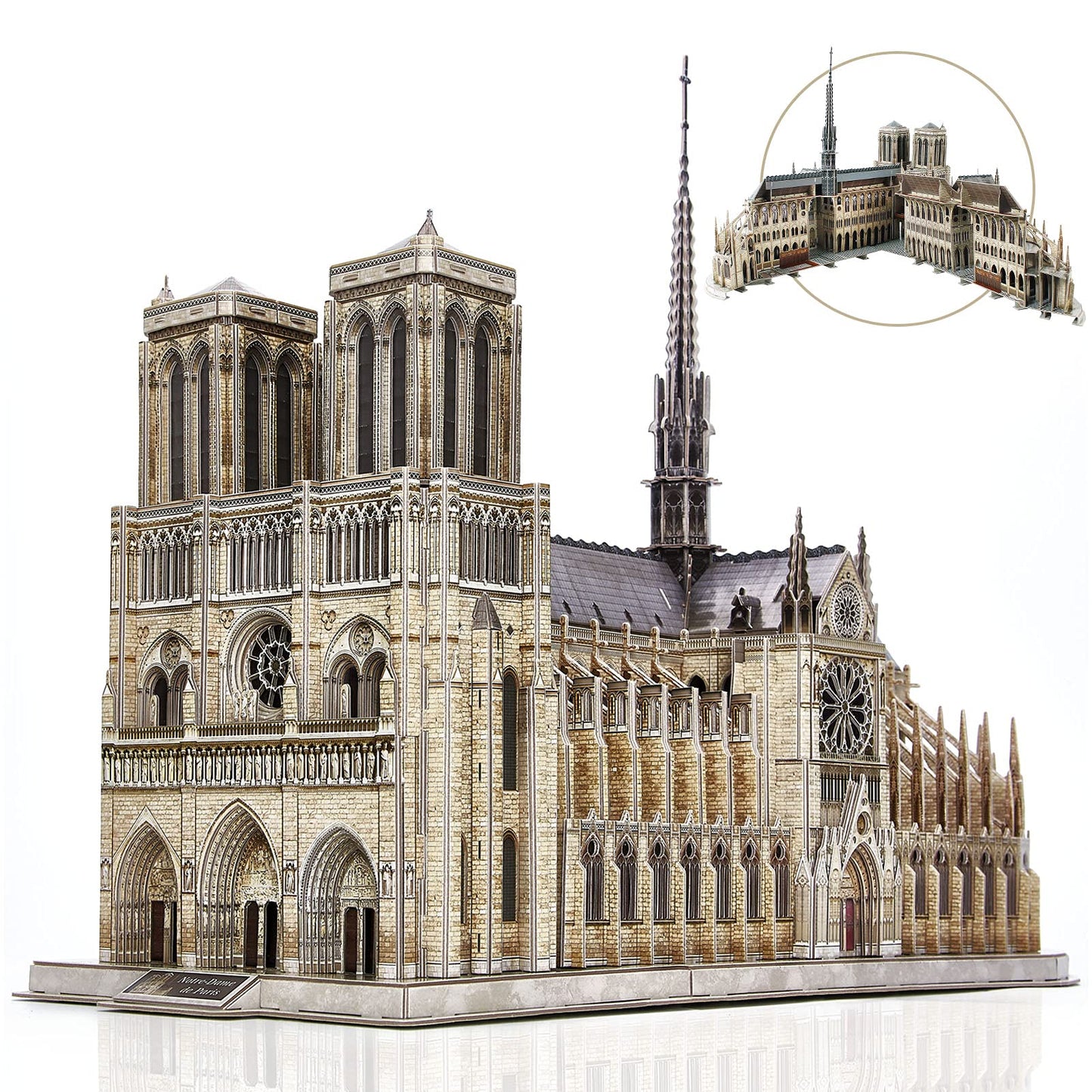 CubicFun 3D Puzzle for Adults Moveable Notre Dame de Paris Church Model Kits Large Challenge French Cathedral Brain Teaser Architecture Building, 293 Pieces Christmas Decorations