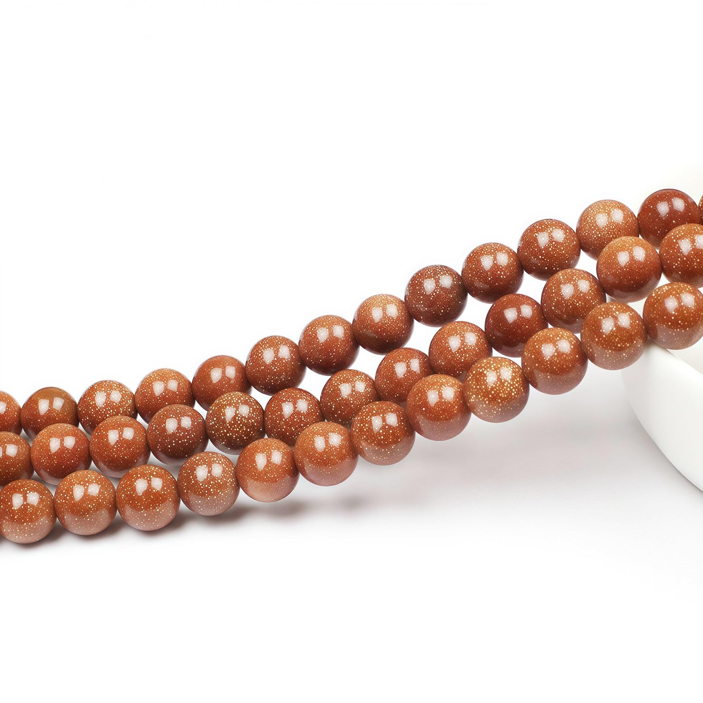 MJDCB AAA Natural Gold Sand Gemstone Loose Round Beads Spacer Beads for Jewelry Making (10mm)